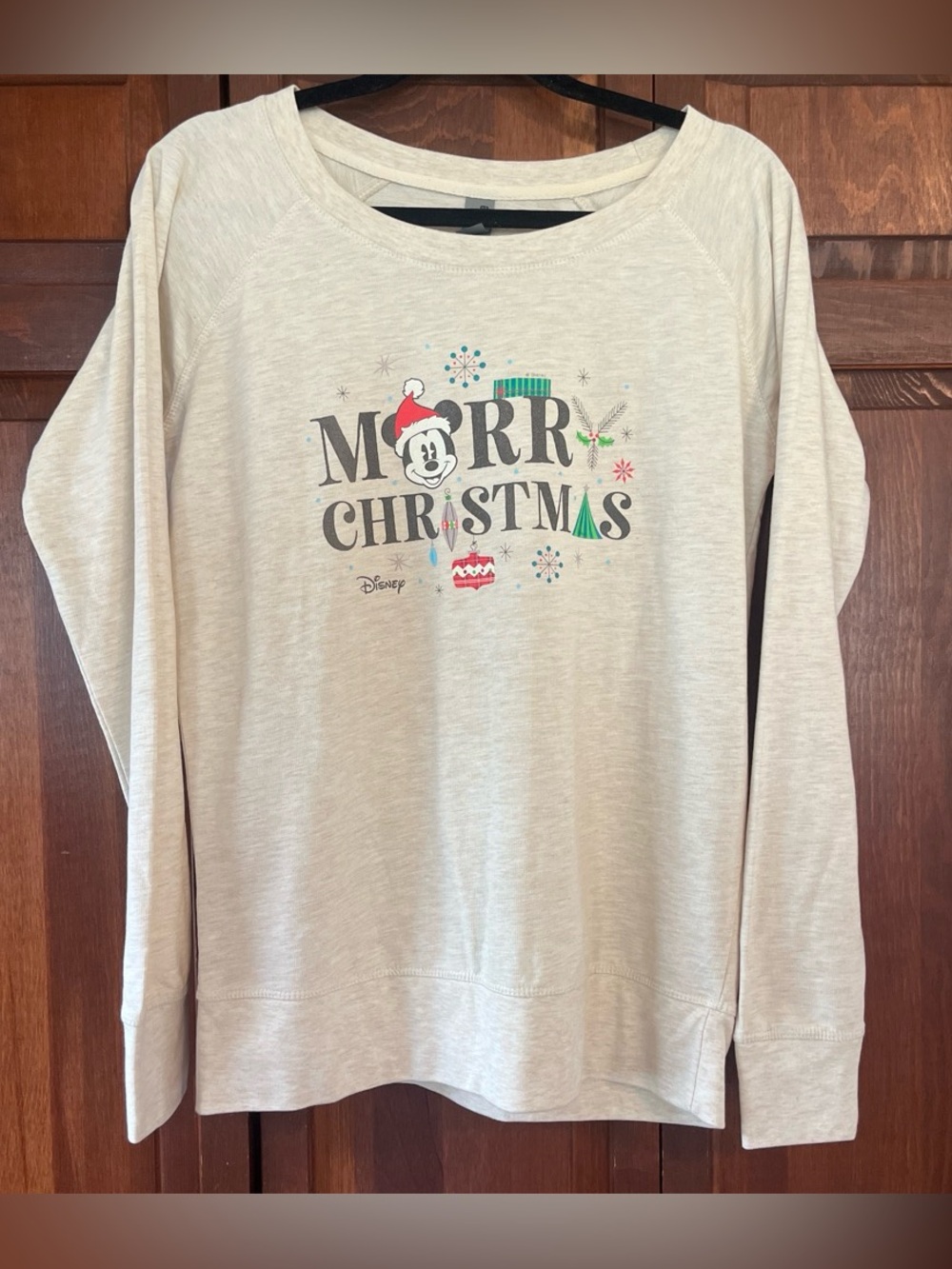 Disney Cream Holiday 'Merry Christmas' Mickey Graphic Pullover